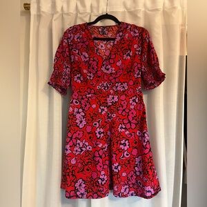 ASOS Women's Floral Red and Pink Dress